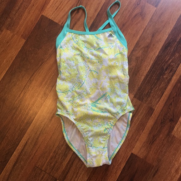 Adidas Yellow Spirals Tie-Back One-piece Swimsuit - Picture 3 of 10